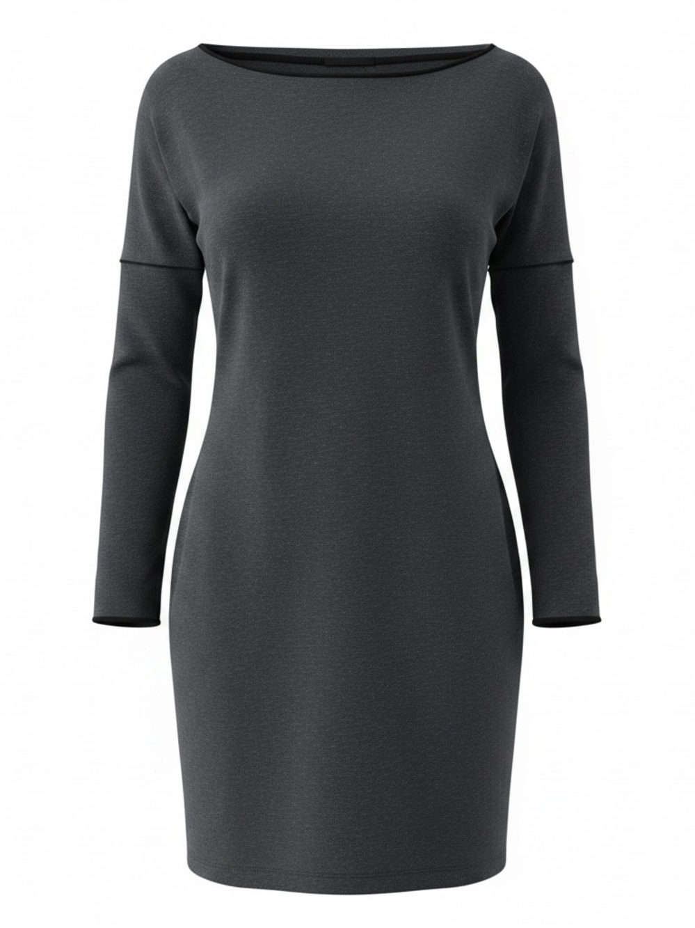 Tart L charcoal grey waffleโ texture long sleeve crew neck knit dress